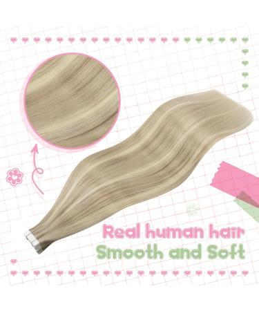 Youngsee Real Hair Extensions Tape - 50cm Ash Blond & Blond Invisible Tape Extensions - Remy Tape In Hair - 20pcs #18/613 & #18P613 - International Shipping - Buy Online on SooperMarket.com