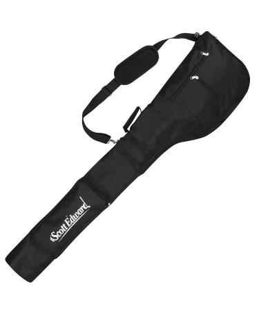 Scott Edward Foldable Golf Club Carry Bag Portable Sunday Pencil Bag Lightweight Waterproof Training Case Holds 7-12 Clubs Black