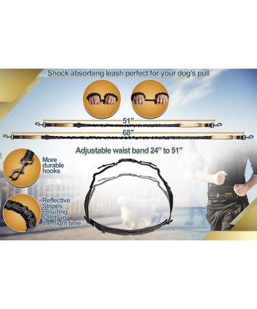 Premium 2-in-1 Jogging Leash & Normal Dog Leash for Medium & Large Dogs | Double Handle & Belly Belt for Jogging Hiking & Walking - Buy Online on SooperMarket.com