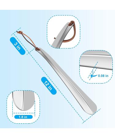 ONEKOO 12 Inch Premium Stainless Steel Shoe Horn - Long Handle Shoe Helper for Seniors, Pregnant Women, Men, Kids & Adults - Buy Online on SooperMarket.com