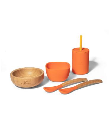 Avanchy Bamboo La Petite Family Collections Gift Set Green - Includes Mini Bamboo Bowl  Silicone Bowl  Silicone Cup  and Bamboo Baby and Infant Spoons - Baby Dishes Set - Baby Shower Gifts