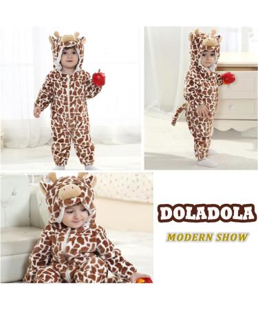 Doladola Unisex Baby Toddlers Romper Jumpsuit | Hooded Cartoon Cow Sleepsuit | 3.5-4.5 Years | Coffee - Buy Online on SooperMarket.com
