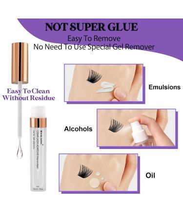 Premium Lash Glue - Fast Drying Clear Adhesive for Cluster & Strip Eyelash Extensions (5ML) - Strong Hold & Sensitive Formula - Buy Online on SooperMarket.com