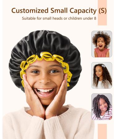 Mikimini Kids Shower Hoods 2-Pack | Waterproof Soft PEVA Bathing Hats - Cute & Comfortable Black & Yellow - Buy Online on SooperMarket.com