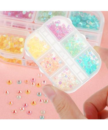 WLLHYF Nail Art Rhinestones Set - 6 Grids for Nails Design, 3D Diamond Beads Gems for DIY Nail Crafts - Buy Online on SooperMarket.com