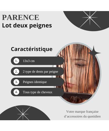 PARENCE. - Set of 2 Anti-Static Hair Combs - Fine and Wide Tooth Combs Portable Multi-Purpose - 13x3cm Black - Buy Online on SooperMarket.com