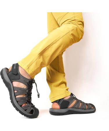 DREAM PAIRS Men's Summer Sandals - Non-Slip Breathable Hiking & Beach Footwear 41 EU Black/Dark Grey - Buy Online on SooperMarket.com