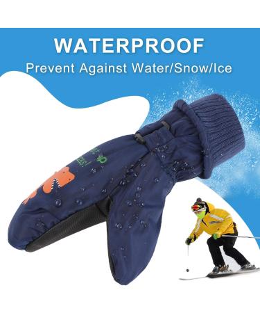 XIAOHAWANG Kids Ski Gloves - Waterproof Dino Mittens for Boys & Girls 2-8 Years - Navy Blue (2-4 Years) - Buy Online on SooperMarket.com