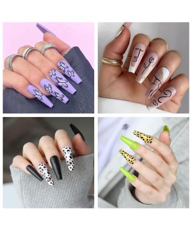 Lofuanna Ballerina Nails - 100 Long Coffin Fake Nails | Full Cover Artificial Fingernails with Case | 10 Sizes for Nail Studios & DIY Nail Art - Buy Online on SooperMarket.com
