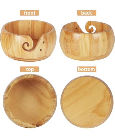 UNAYMIDY Wooden Yarn Bowl with 12 Crochet Hooks - Large 6.7 Brown Knitting Holder Dispenser for Crocheting - Buy Online on SooperMarket.com