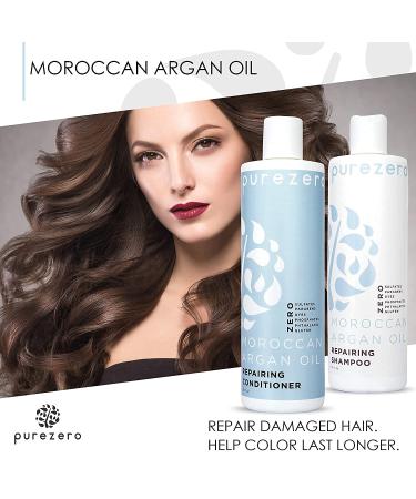 Purezero Moroccan Argan Oil Shampoo & Conditioner Set - Repair Damaged Hair, Restore Strength, Shine & Softness - Sulfate, Paraben, Dye, Gluten Free - Vegan & Cruelty Free - Ideal for Color Treated Hair - Buy Online on SooperMarket.com