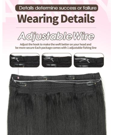 AGMITY Wire Hair Extensions Real Human Hair Jet Black 80g 16 Inch Straight invisible Removable Thick Fishing Line One Piece Clip in Extensions Human Hair(16 Inch #1 Jet Black) Wire-16 inch-80g #1 Jet Black - Buy Online on SooperMarket.com