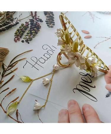Butterfly Flower Hair Barrettes Vintage French Pearl Ginkgo Leaf Tassels Claws Floral Hair Clips Accessories for Women Girls (Style B) - Buy Online on SooperMarket.com