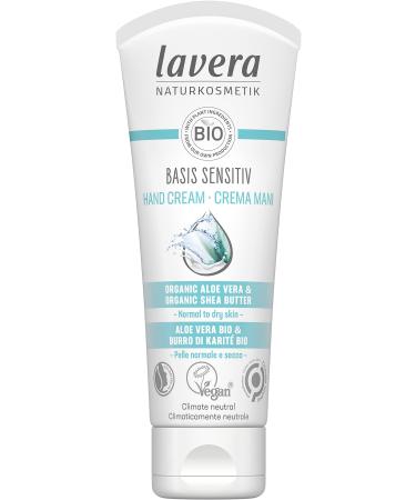 lavera basis sensitive hand cream - natural cosmetics - vegan - certified - organic aloe vera & organic shea butter - 75ml