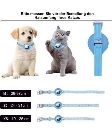 Shop Adjustable Leather Airtag Cat Collar - Reflective GPS Tracking Neck Band for All Cat Sizes (S Blue) - Anti-Losing Solution - Buy Online on SooperMarket.com
