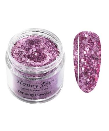 28g/Box Rose Dark Pink Shine Silver Glitter Hexagon Sequins Paillette Dip Powder Nails Dipping Nails Long-lasting Nails No UV Light Needed (No.128) HJ-ND064B-No.128