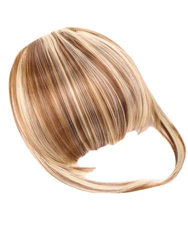 Fake Bangs Clip in Fringe High Temperature Fiber Clip in Bangs with Temple Hair Breathable Natural Look Fake Flat Bangs Front Face Fake Fringe for Women Girl (A) style1