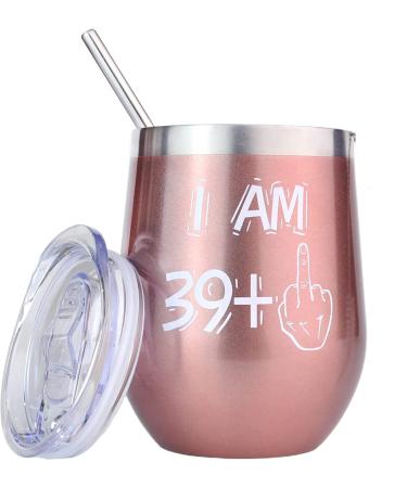 BOKALAKA 40th birthday women 40th birthday present for women stainless steel vineyards 40th birthday woman birthday gift (350ml 12oz) 39+1