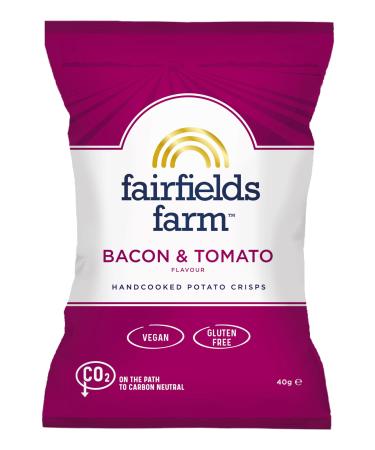 Fairfields Farm Crisps - Bacon & Tomato Flavour Hand Cooked Potato Crisps 40g | Pack of 10