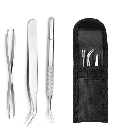 EasyULT 3PCS Tick Remover Tool Set Tick Removal Tool Stainless Steel Tick Remover Tick Hook Kit Included Removal Tweezers+ Tick Shovel for Animals for Humans Dogs Cats 3Pi ces