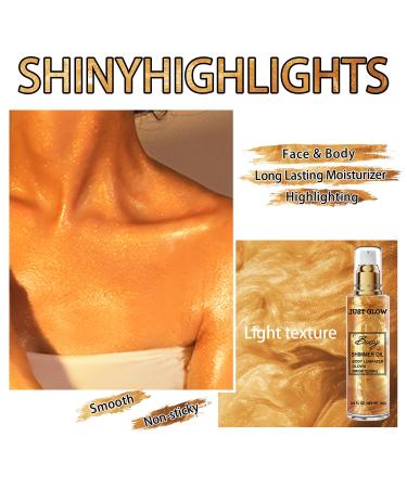 Shimmer Body Oil - Waterproof Liquid Luminizer for Face & Body | Gold Glow Illuminator & Moisturizer | Highlighter Makeup (1 Count - Buy Online on SooperMarket.com