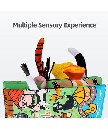 Jollybaby Soft Crinkle Tail Book for Babies - Farm Theme | Sensory Teething & Early Development Toy | Interactive Baby Girl & Boy Gift - Buy Online on SooperMarket.com