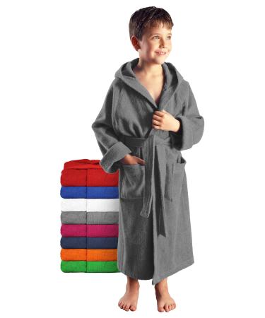 Arus children's bathrobe with hood for boys and girls 100% cotton terrye (380 g/m ) long eco-tex certified large color selection 176 gray