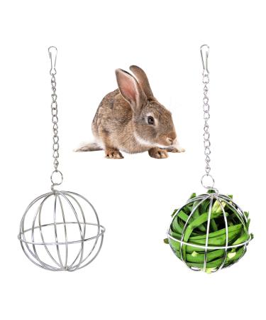 Andiker Rabbit Hay Feeder Ball 2 Packs 9cm stainless Steel Hay Ball Multifunctional Rotating Grass Ball for Small Animals Such as Rabbits Chinchillas and Guinea Pigs for Hay Manage