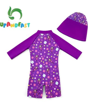 UPF 50+ Baby Girl One Piece Swimwear Suits with Sun Hat - Toddler Swimsuits 9-12 Months Purple - Buy Online on SooperMarket.com