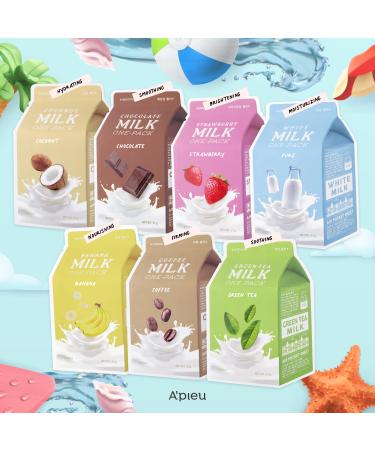A'pieu Milk Sheet Mask Variety Pack - Hydrating and Brightening Korean Skincare for Normal to Dry Skin - Buy Online on SooperMarket.com