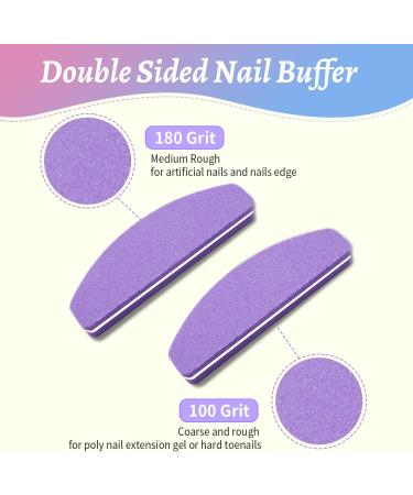Nail Buffer Blocks 20 PCS - Professional Mini Nail Buffer for Gel & Natural Nails - Nail Polish Buffing Block for Home & Salon Use (Purple) - Buy Online on SooperMarket.com