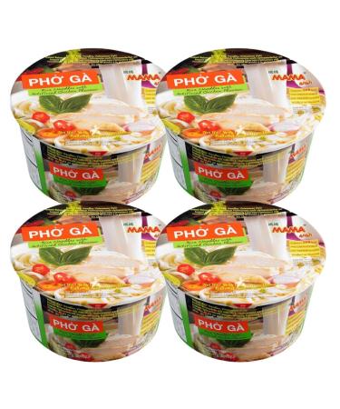 MAMA PHO GA Chicken Flavour Vietnamese Style Instant Rice Noodles Soup Bowl 65g (Pack of 4)