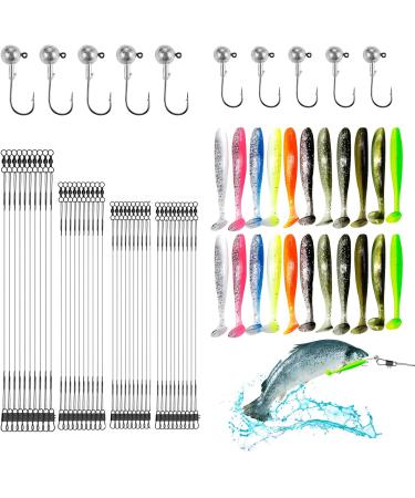 75PC Fishing Accessories Set | 40PC Steel Leaders Rubber Fish & Jig Heads for Freshwater & Saltwater | Ultimate Fishing Gear - Buy Online on SooperMarket.com