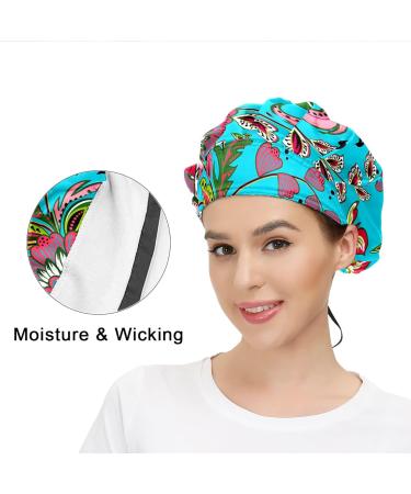MUKJHOI Adjustable Flower Leaves Working Cap for Women Men | Bouffant Hat with Sweatband - Buy Online on SooperMarket.com
