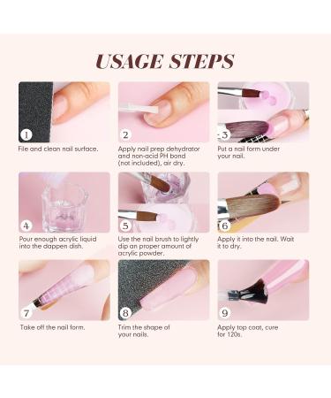 Saviland Acrylic Nail Kit Starter - Clear Pink Nude Acrylic Powder & Monomer - Complete Acrylic Nail Set for Home Practice - Press On Nails & Tools Included - Buy Online on SooperMarket.com