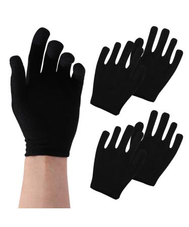 Lurrose 12 pairs eczema gloves black cotton gloves cloth gloves jewelry inspection gloves for dry skin moisturizing size L (black)