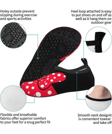 Kawaii Red Bow Polka Dot Water Shoes for Boys and Girls | Quick Dry Non-Slip Aqua Socks for Beach Swim | Size 11-12 - Buy Online on SooperMarket.com