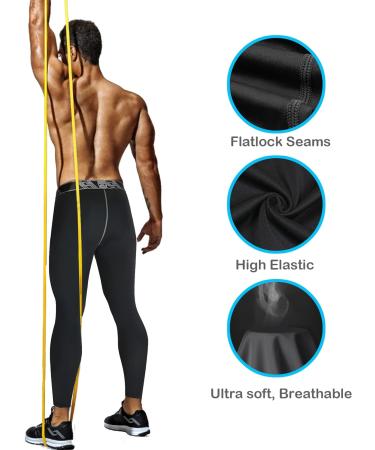 HOPLYNN Men's Winter Compression Pants 4 Pack - Running Baselayer Tights for Workout, Sports, Yoga - Black, Grey, Blue - Large - Buy Online on SooperMarket.com