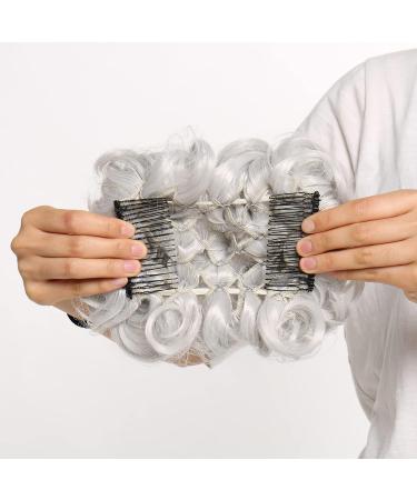 Silver Grey Messy Curly Wavy Drawstring Ponytail Comb Hair Extension Chignon - Buy Online on SooperMarket.com