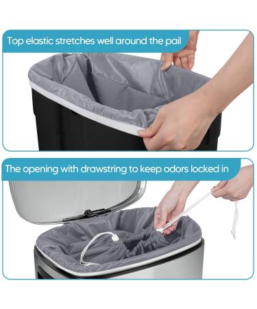 Teamoy 2 Pack Pail Liner for Cloth Diapers Reusable Diaper Pail Bag with Elastic Band and Drawstring Fits for 13.2 Gallon Trash Can and Diaper Pails Gray Gray+Gray - Buy Online on SooperMarket.com