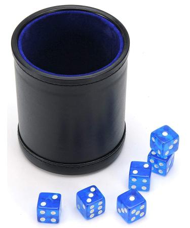 Harbor Loot Blue Dice Shaker Cup Complete with Matching Dice Set of Six Blue Translucent Dice