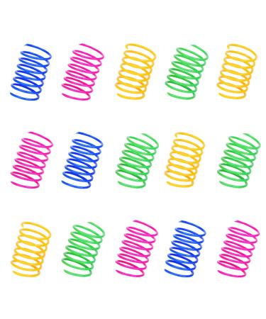 ISMARTEN 100 Pack Pet Wide Colorful Springs Cat Toys Plastic Coil Spiral Springs for Cat Kitten Pets (Random Color) Blue