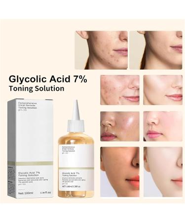 Glycolic Acid 7% Toning Solution Hydrating Toner for Face Glycolic Acid Skin Toner Smoothing Face Toner Facial Exfoliation for Blemishes and Acne Facial Moisturizer-Repair Damage Skin (100ml) - Buy Online on SooperMarket.com