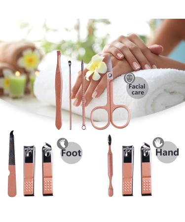 RedFlow 8-in-1 Manicure Set - Professional Nail Clippers & Tools Kit (Rose Gold) - Buy Online on SooperMarket.com