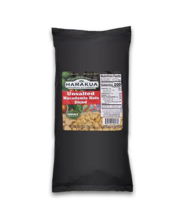 Hamakua Macadamia Nuts - Bulk Macadamias - Hawaiian Grown Dry Roasted Diced Macadamias - Natural Eco-Friendly Macadamia Nuts - Unsalted Macadamia Nuts - 20oz