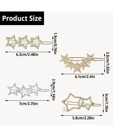 8 Pcs Rhinestone Star Hair Clips - Fashion Hair Barrettes for Women and Girls - Buy Online on SooperMarket.com