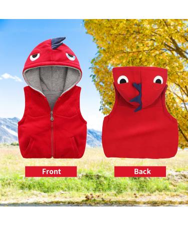 Kids Hooded Gilet Vest | Toddler Warm Sleeveless Jacket | Red | Size 5-6 Years/3'9 - 4'3 | 44-55lb - Buy Online on SooperMarket.com