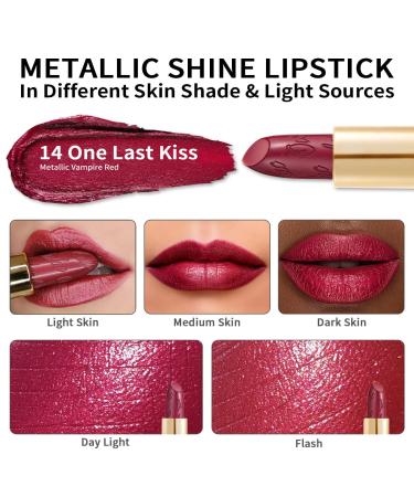 Oulac Metallic Gloss Lipstick - Long-Lasting Vegan Waterproof - One Last Kiss (Vampire Red) - 4.3g - Buy Online on SooperMarket.com