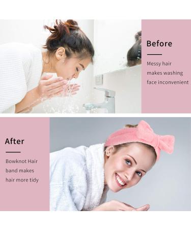 GOTH Perhk 4 Pack Spa Bowknot Hair Bands Coral Fleece Makeup Headband Elastic Head Wrap for Washing Face Shower Yoga Sports Skincare(Black White Gray Khaki) - Buy Online on SooperMarket.com