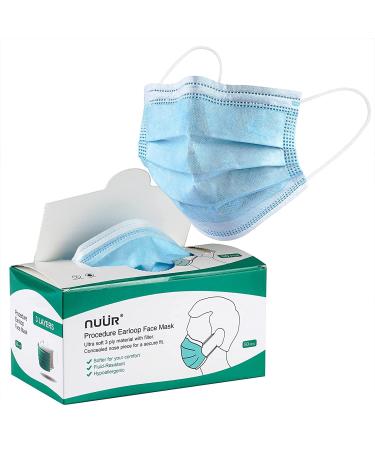 NU R 10pcs Multi Color 3 Ply Disposable Face Mask Mask with Filter Layer and Elastic Earloop Retail Sealed bags B-Blue